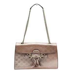 100% Authentic Gucci Emily Medium Metallic Pink Shoulder Bag